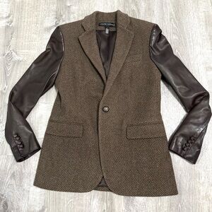 Ralph Lauren Black Label Nathaniel Leather-sleeve wool jacket